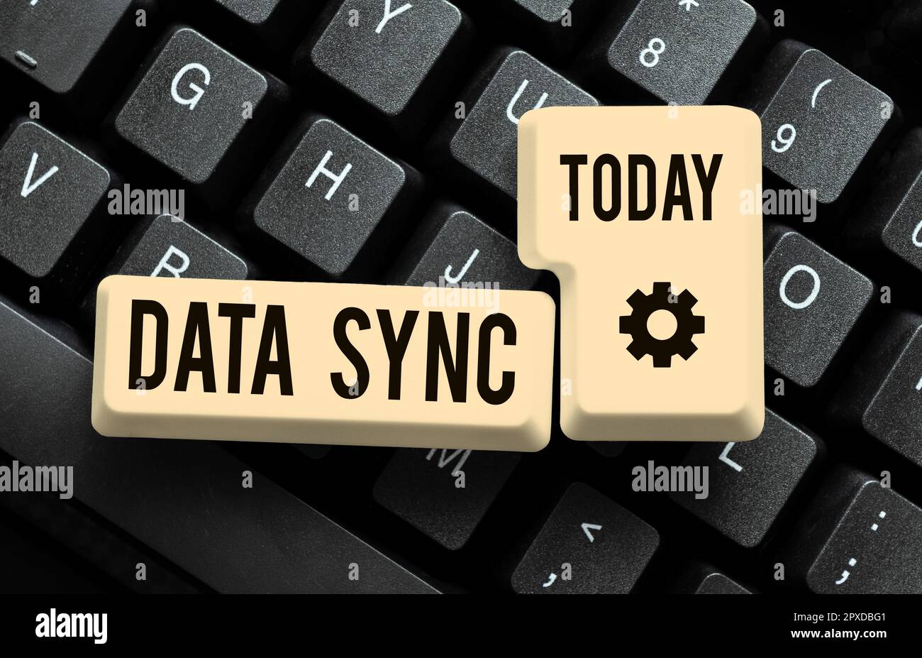 Writing displaying text Data Sync, Business approach data that is continuously generated by different sources Stock Photo