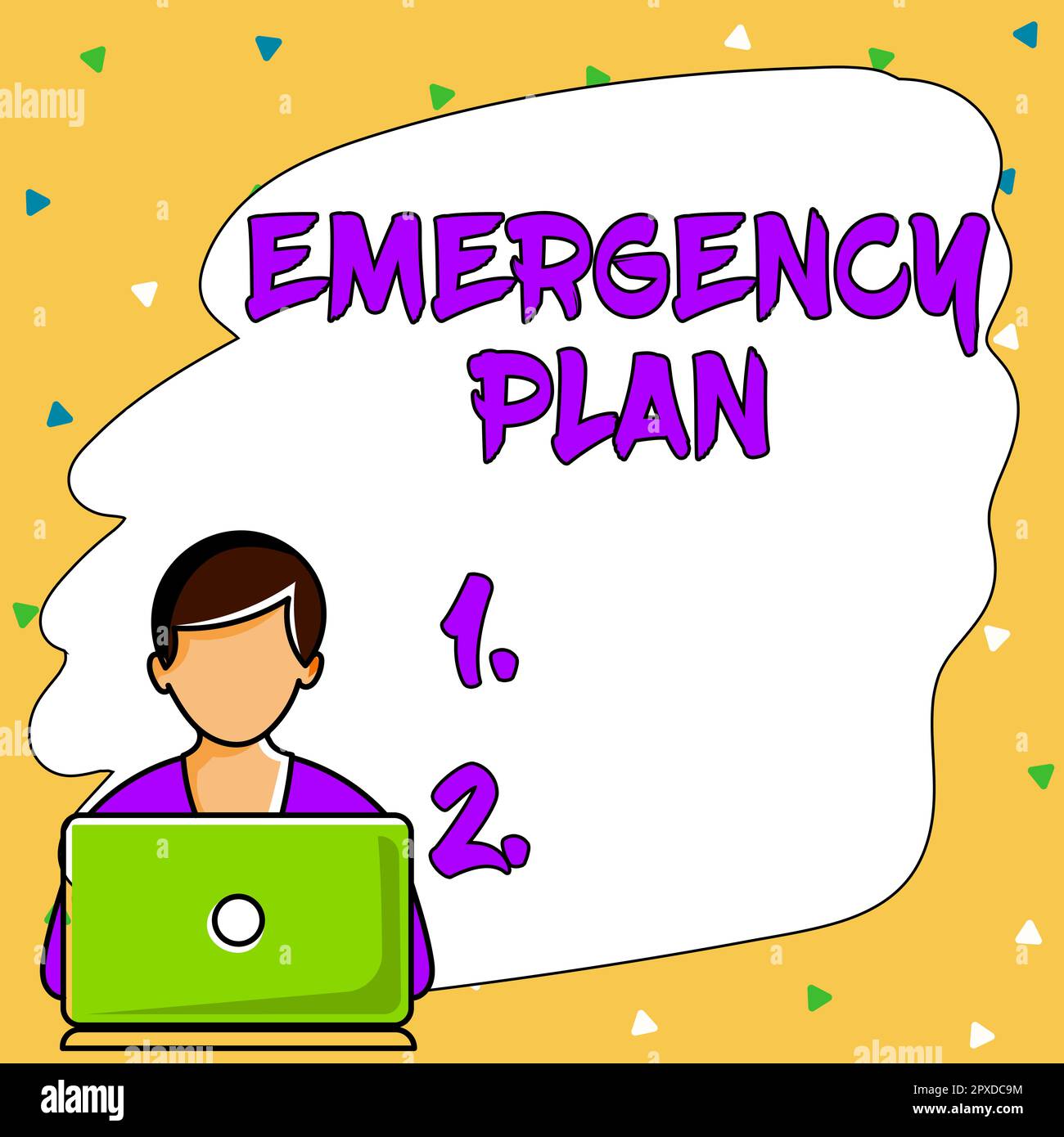 Conceptual caption Emergency Plan, Concept meaning Procedures for