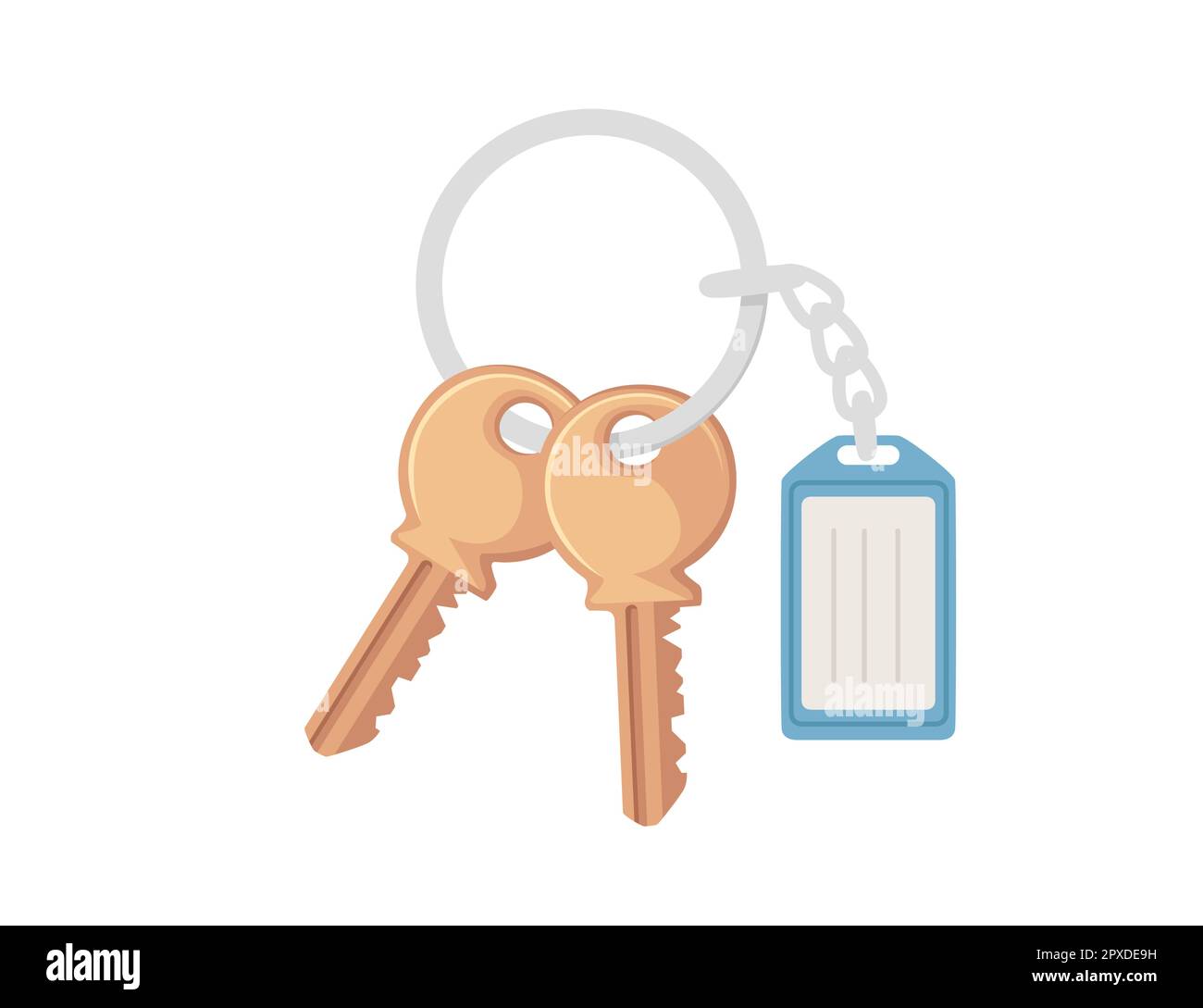 Home keychain with keys and tag vector illustration isolated on white