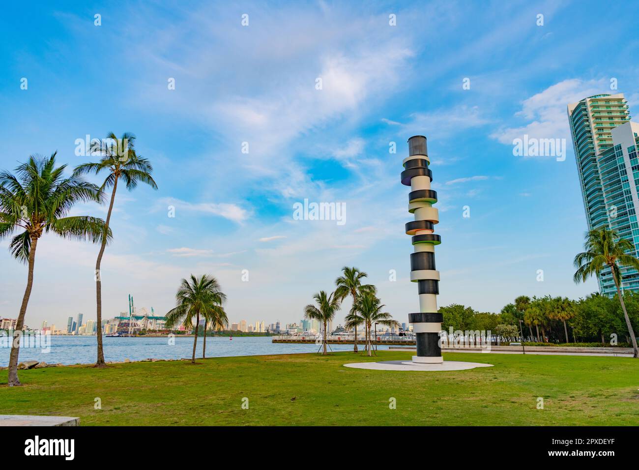 Lighthouse art sculpture Miami Beach South Pointe Park. miami landmark ...