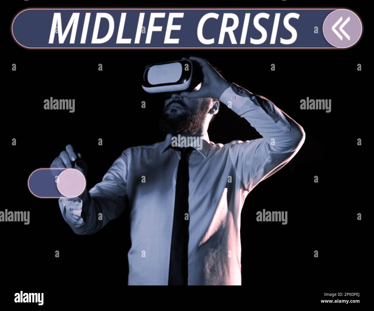 Text showing inspiration Midlife Crisis, Word for Software development technique Decomposing an application Stock Photo