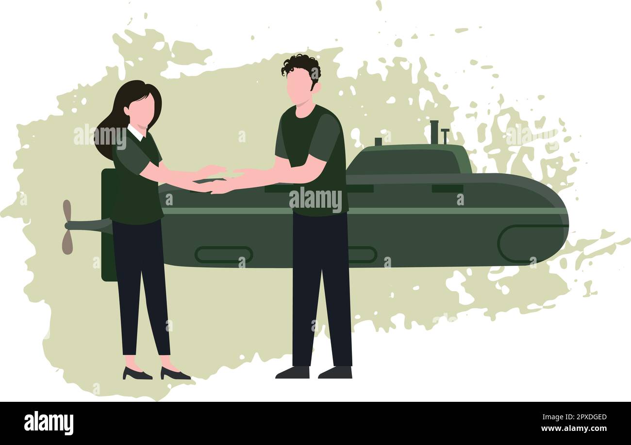 Boy and girl shaking hands. Stock Vector