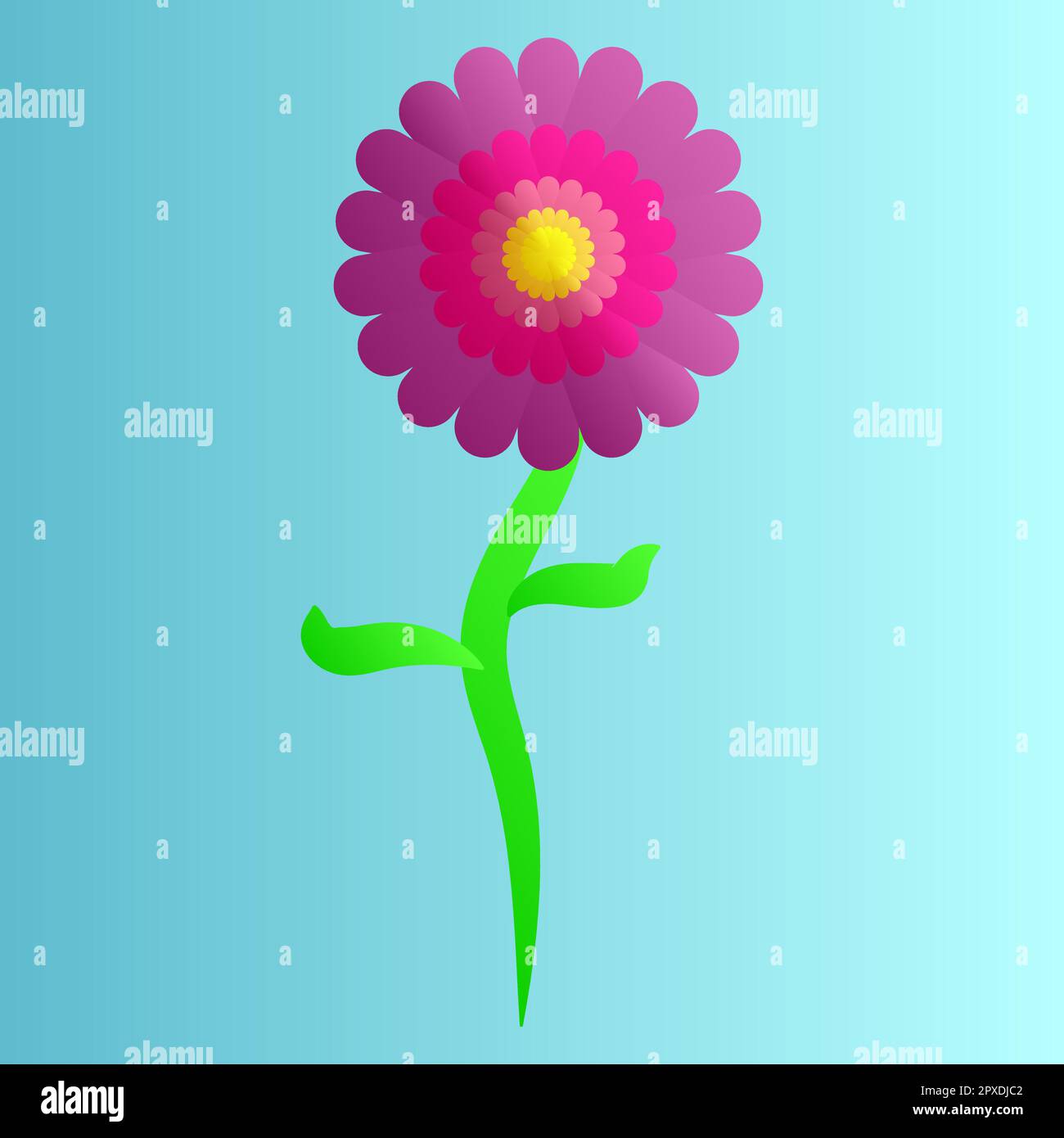 Beautiful festive purple natural flower with petals on a blue background. Stock Vector