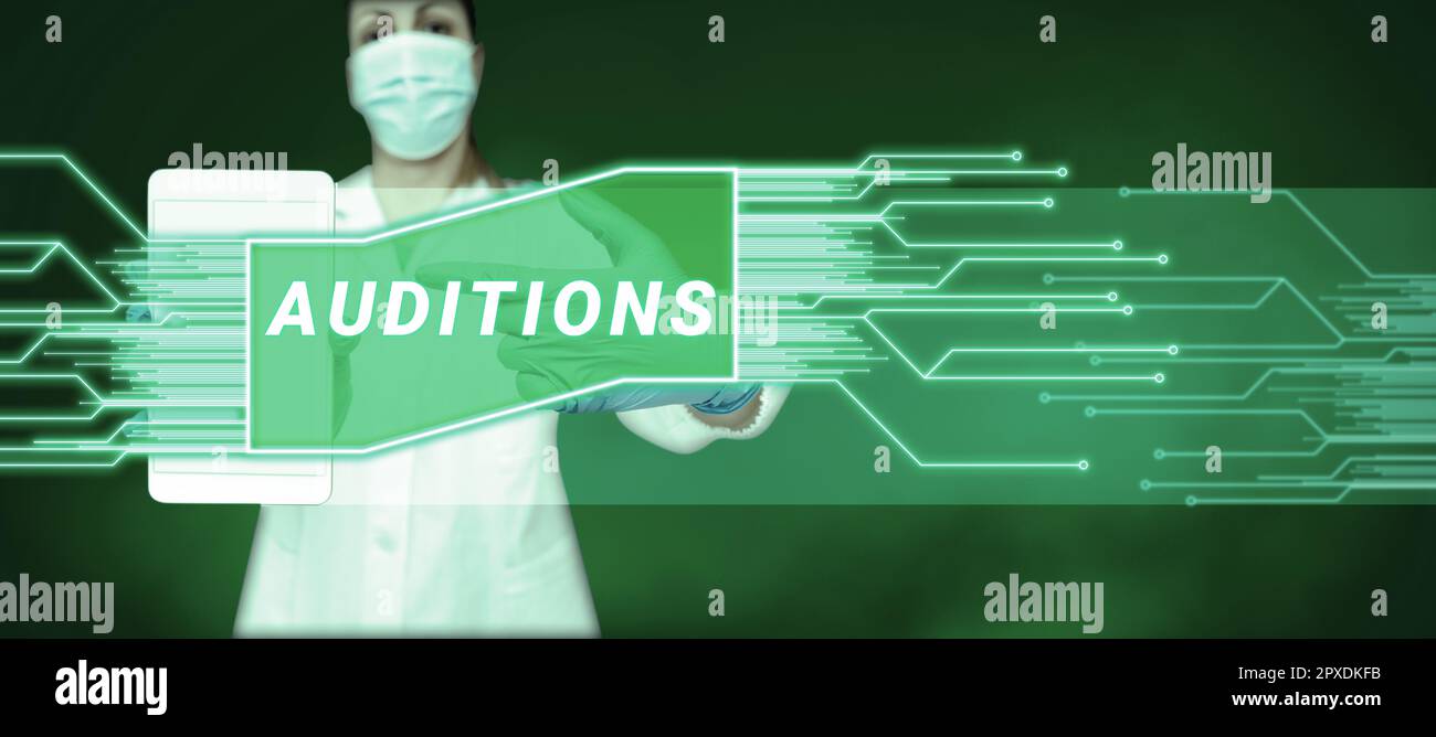 Hand writing sign Auditions, Business approach a trial performance to ...