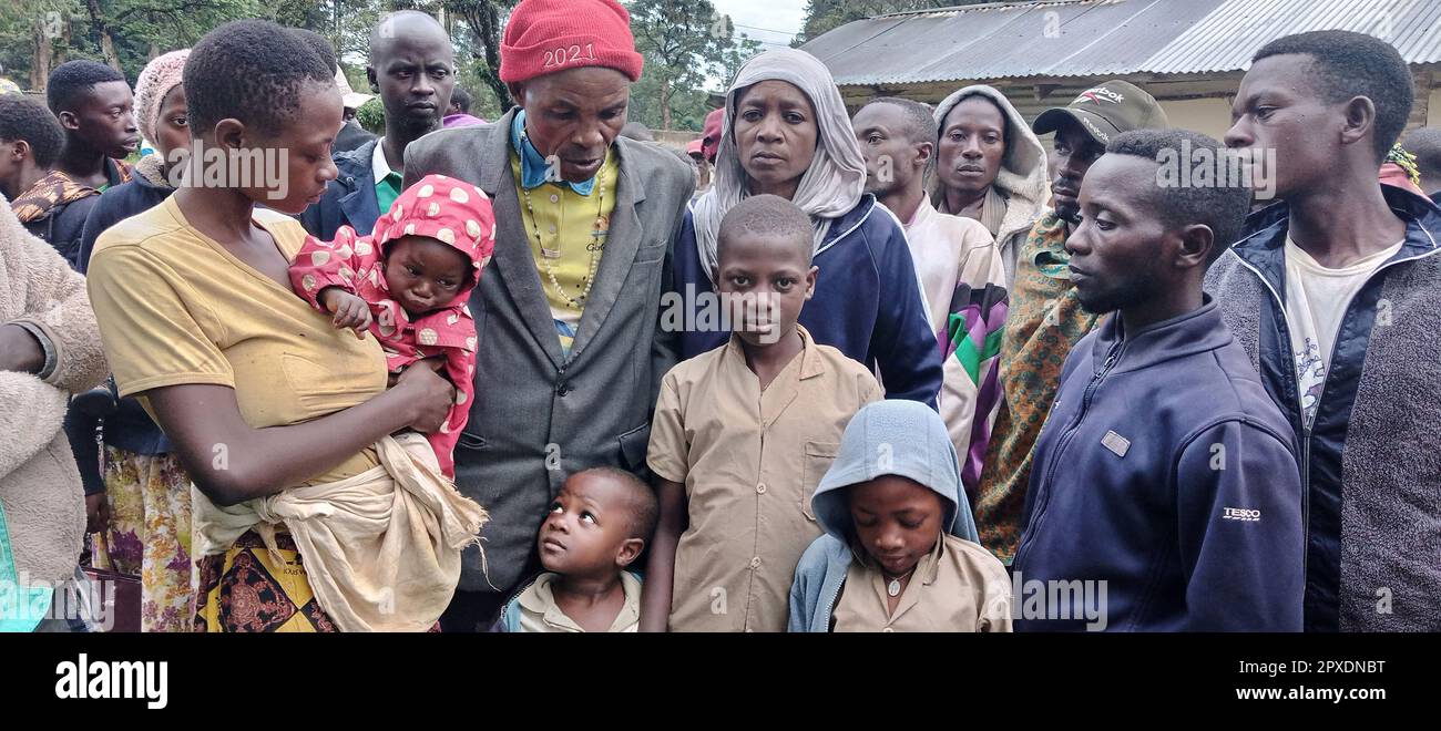 Nairobi. 27th Apr, 2023. This photo taken on April 27, 2023 shows refugees at a transit center in Kitale, Kenya. TO GO WITH 'Feature: Kenya's refugee transit center overstretched amid new waves of arrivals' Credit: Robert Manyara/Xinhua/Alamy Live News Stock Photo