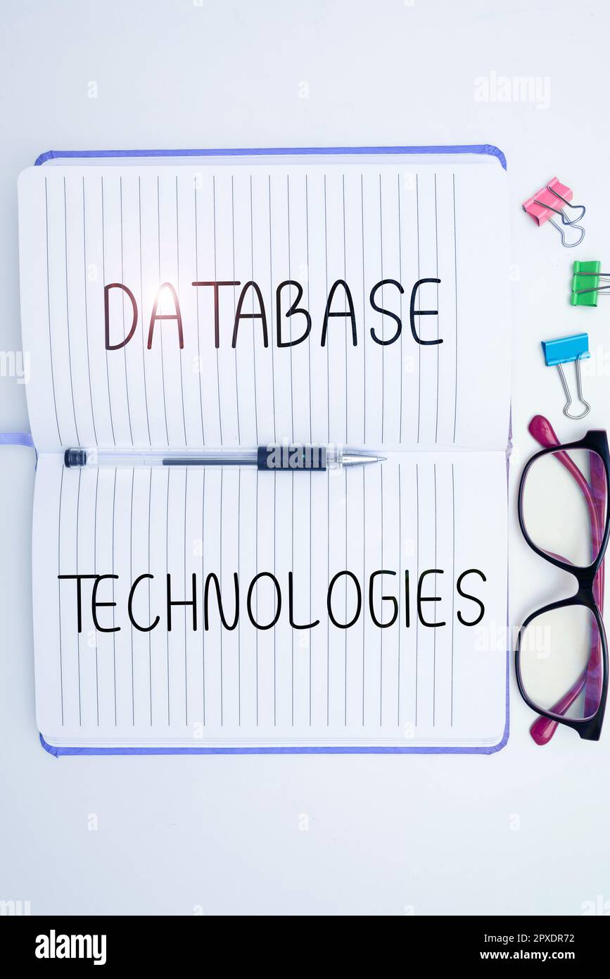 Sign displaying Database Technologies, Business approach uses a database application that provides database services Stock Photo