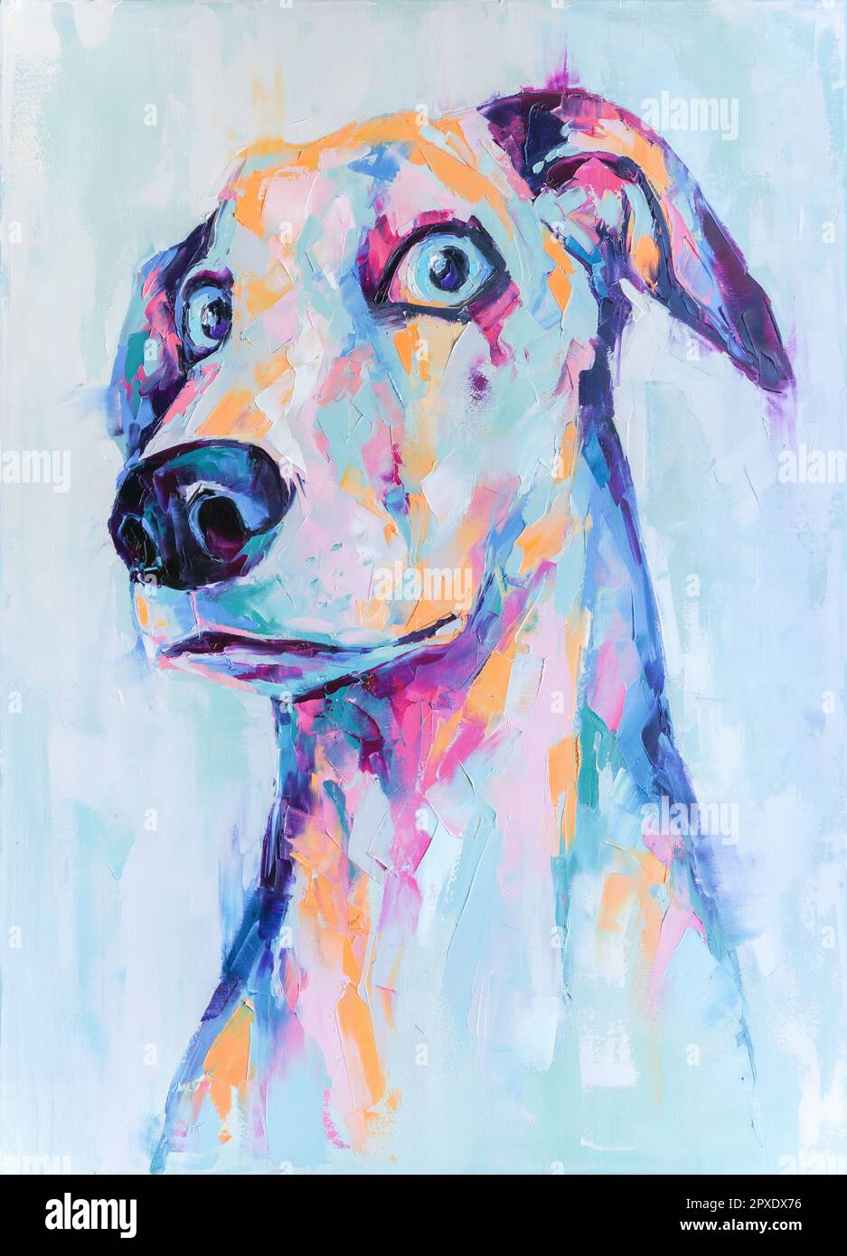 Conceptual abstract painting of a dalmatian muzzle. Oil dog portrait