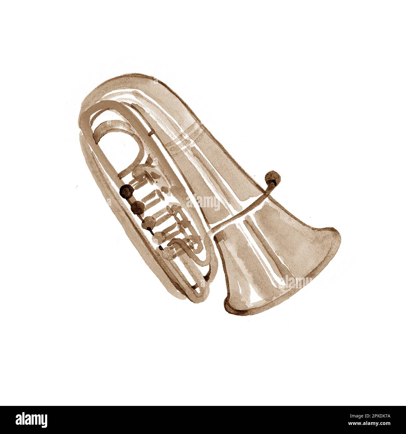 Watercolor copper brass band tuba Stock Photo Alamy