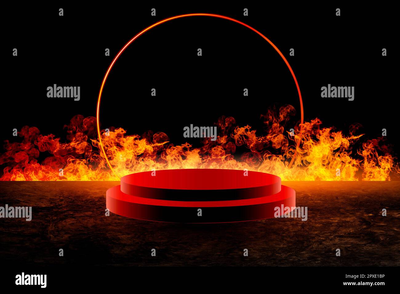 Display free space next to the burning flames Stock Photo