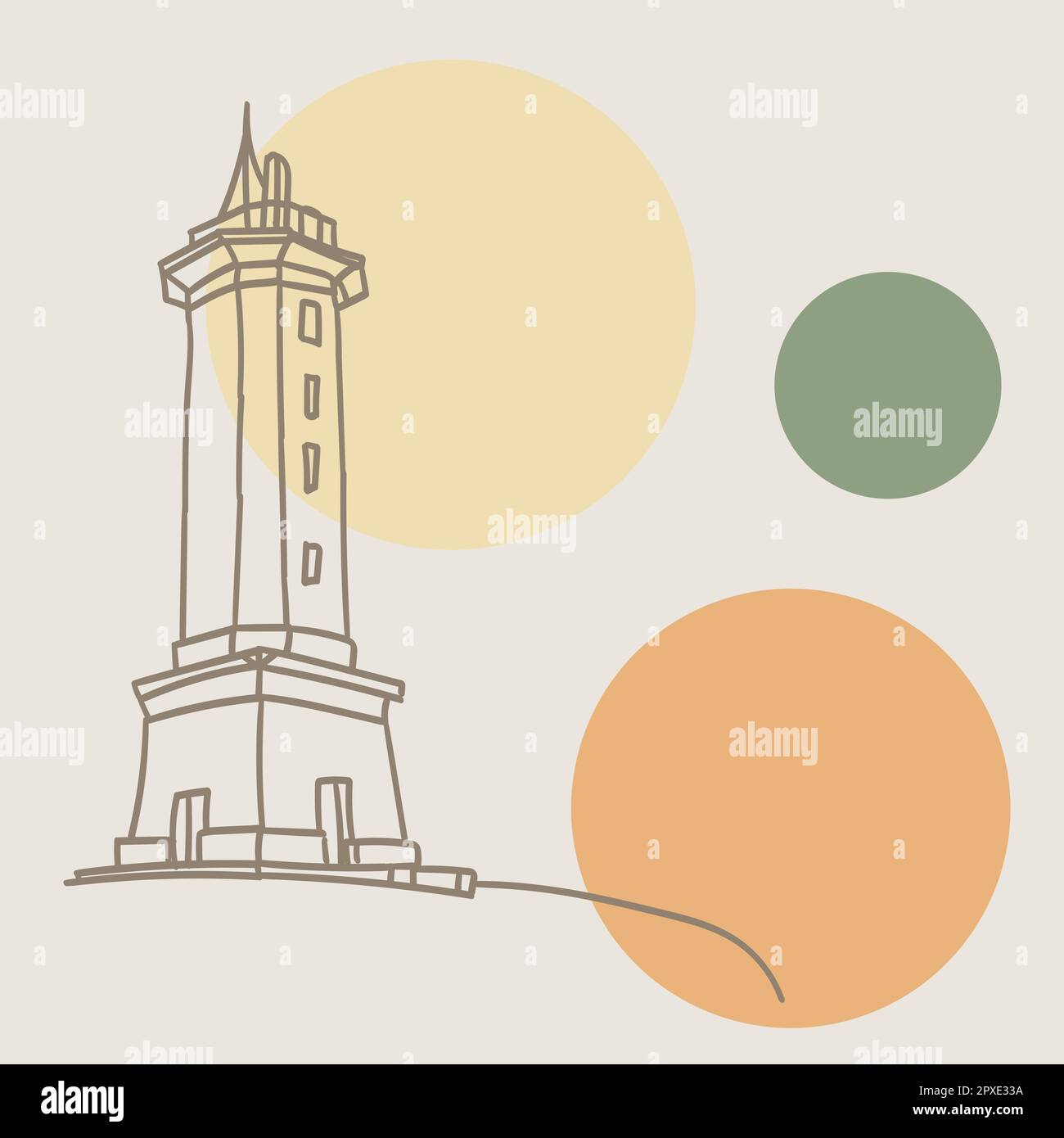 Lighthouse icon design. Hand drawn illustration, vector Stock Vector