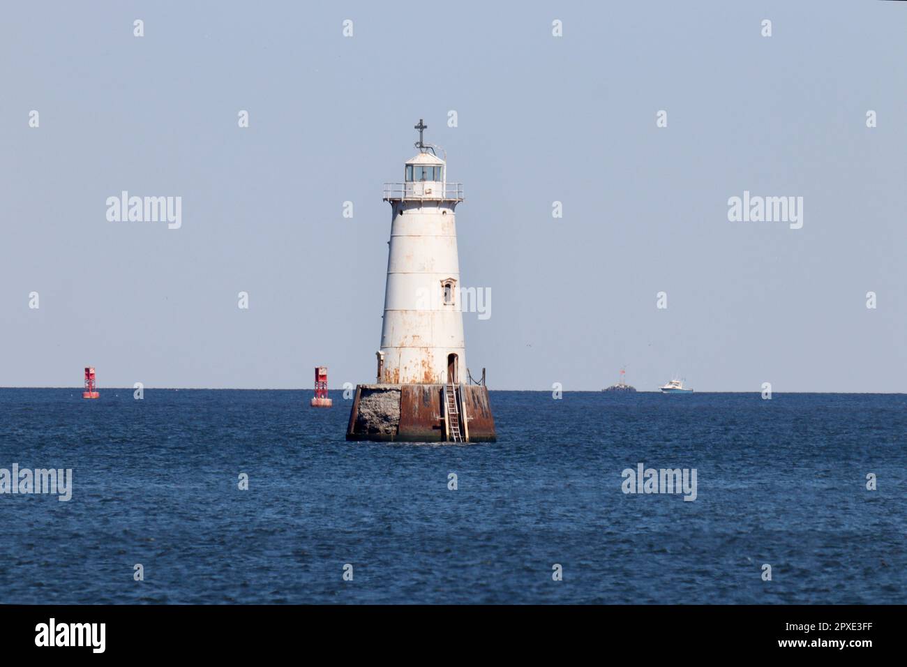 A stunning aerial view of the majestic Great Beds Lighthouse in South