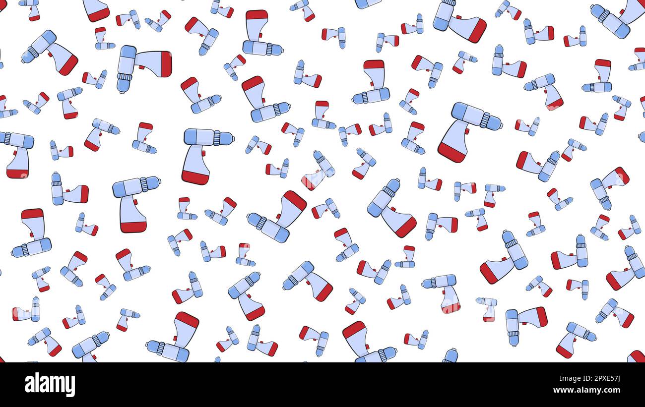 Texture, seamless abstract pattern of metal building professional electric screwdrivers for repair on a white background. Vector illustration. Stock Vector