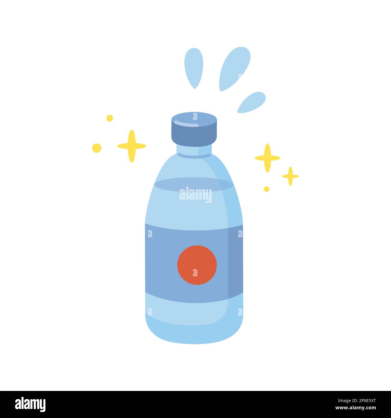 Cute cartoon bottle of water illustration. Vector hand drawn cartoon