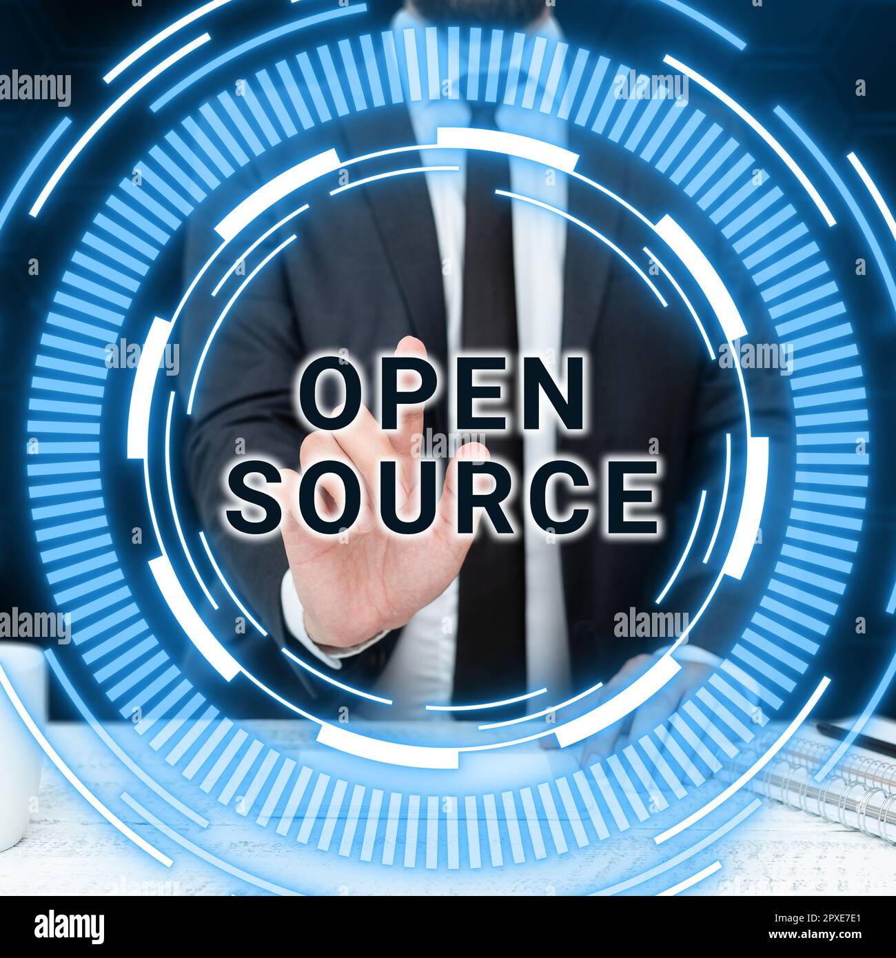 Conceptual display Open Source, Word Written on denoting software which original source code freely available Stock Photo