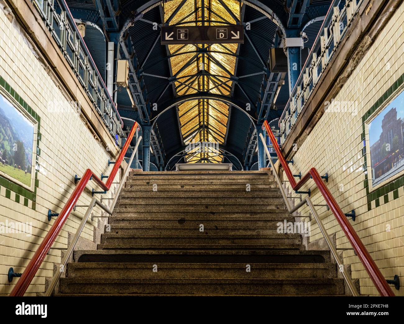 Stairs in a railway station Stock Photo Alamy