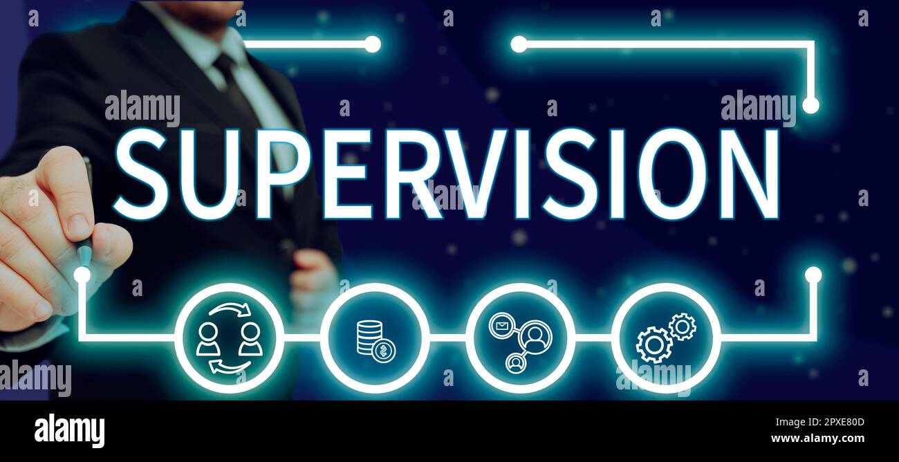 Hand writing sign Supervision, Concept meaning monitoring and