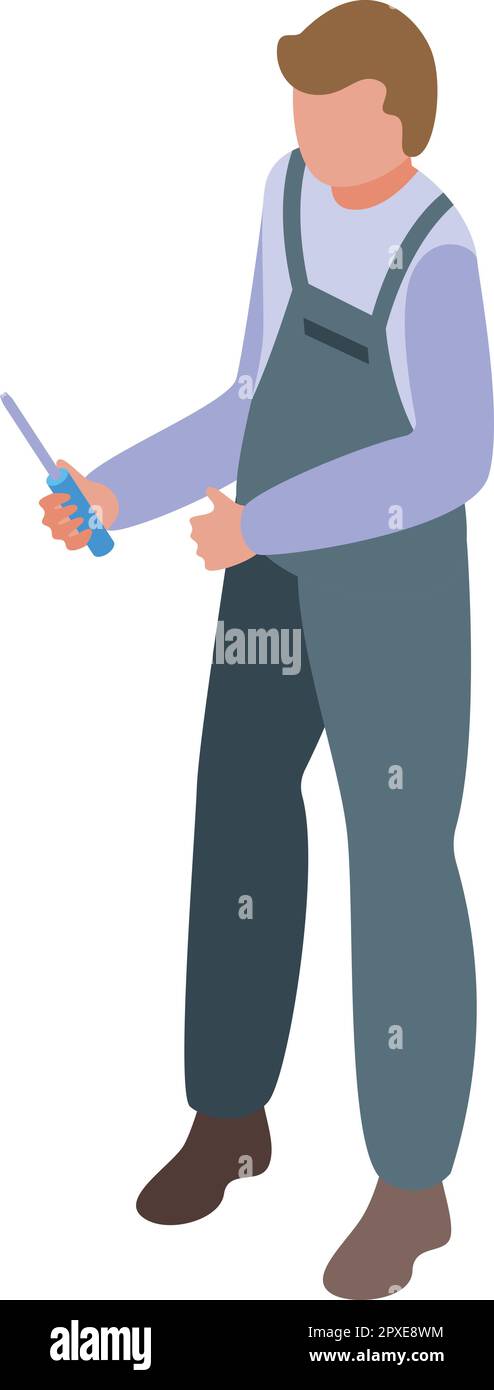 Screwdriver tool icon isometric vector. Worker service. Person work Stock Vector