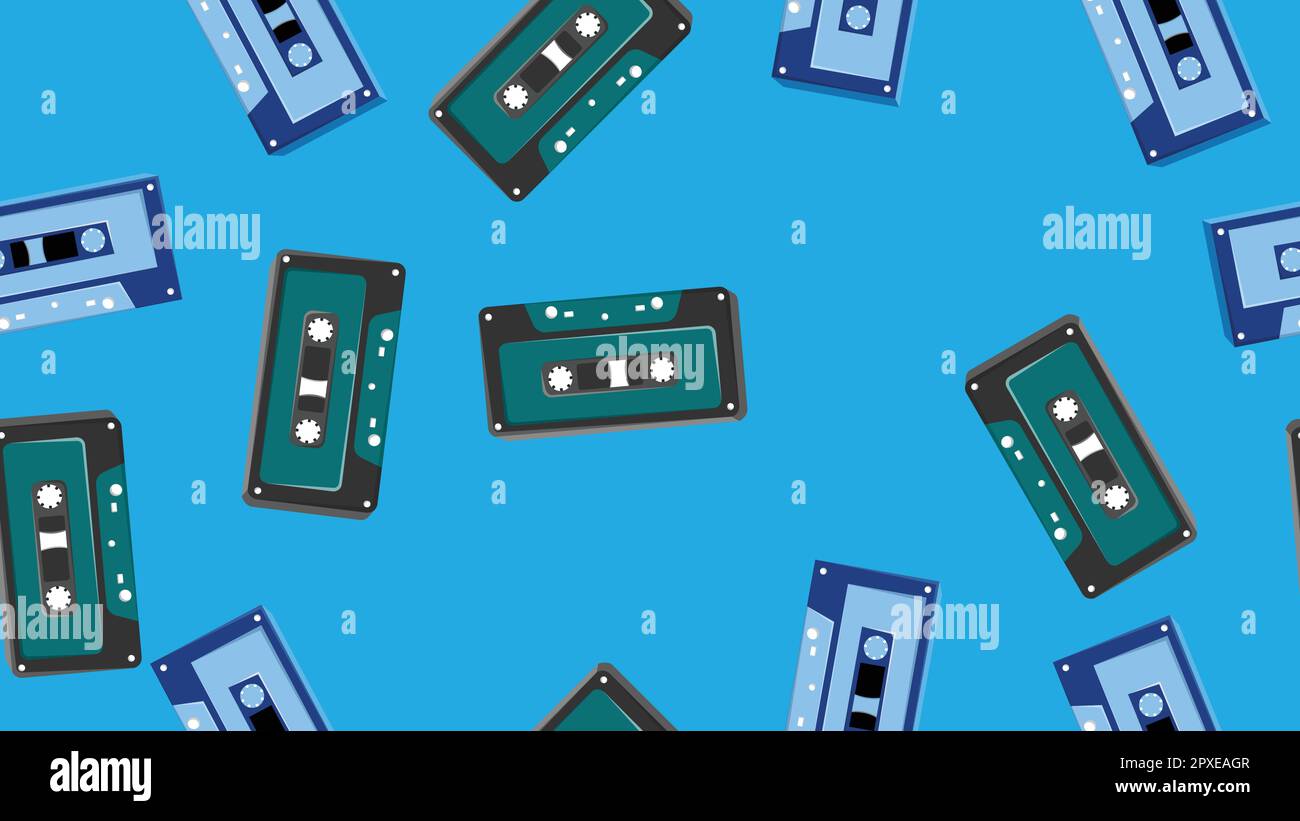 Seamless pattern endless with music audio cassettes old retro vintage ...