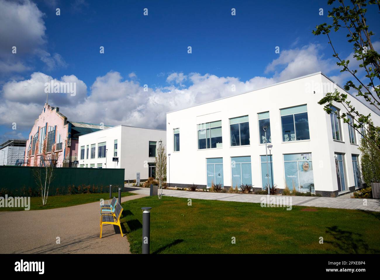 kings hall health and wellbeing park life sciences housing dataworks, diaceutics, spamedica and kingsbridge healthcare at balmoral south belfast north Stock Photo