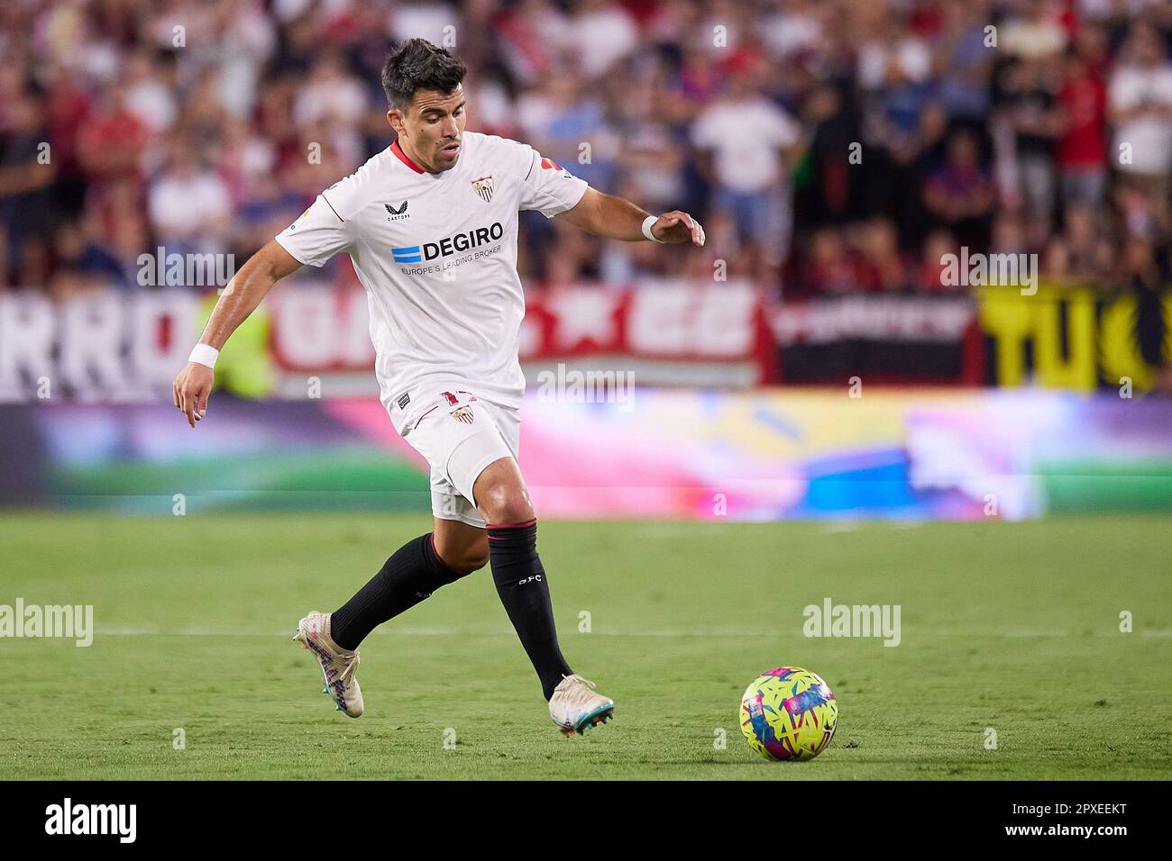 Seville, Spain. 01st May, 2023. Marcos Acuna (19) of Sevilla FC seen during the LaLiga Santander match between Sevilla FC and Girona at Estadio Ramon Sanchez Pizjuan in Seville. (Photo Credit: Gonzales Photo/Alamy Live News Stock Photo