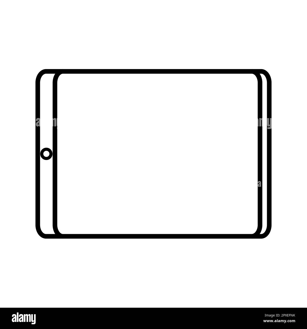 Vector illustration of black and white modern digital digital smart rectangular tablet with icon isolated on white background. Concept: computer digit Stock Vector