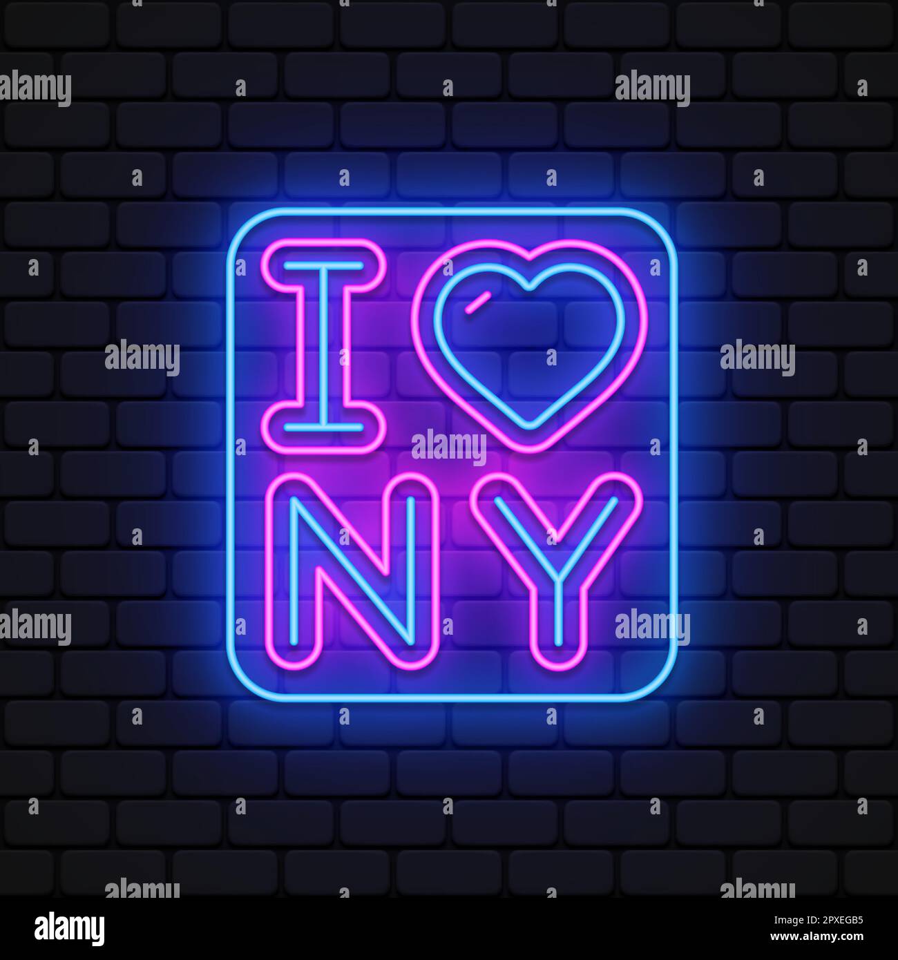 I Love New York Neon Sign. Retro new york neon, great design for any purposes. Template, background, banner, card, poster. Vector graphic illustration Stock Vector