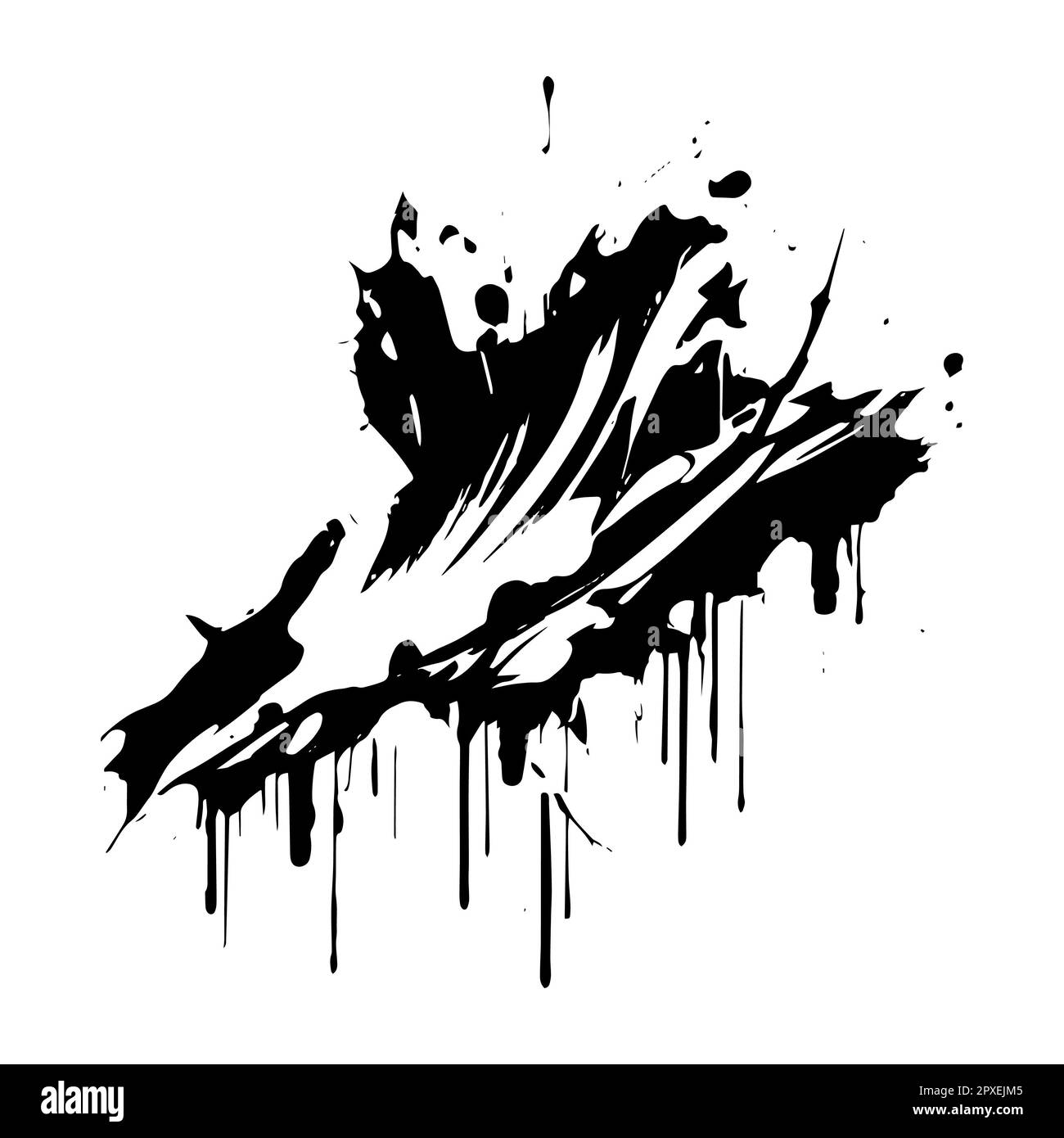 Smears, blots of black paint on a white background, dark colors