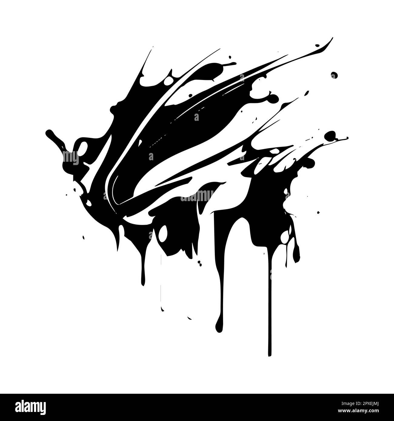 Smears, blots of black paint on a white background, dark colors