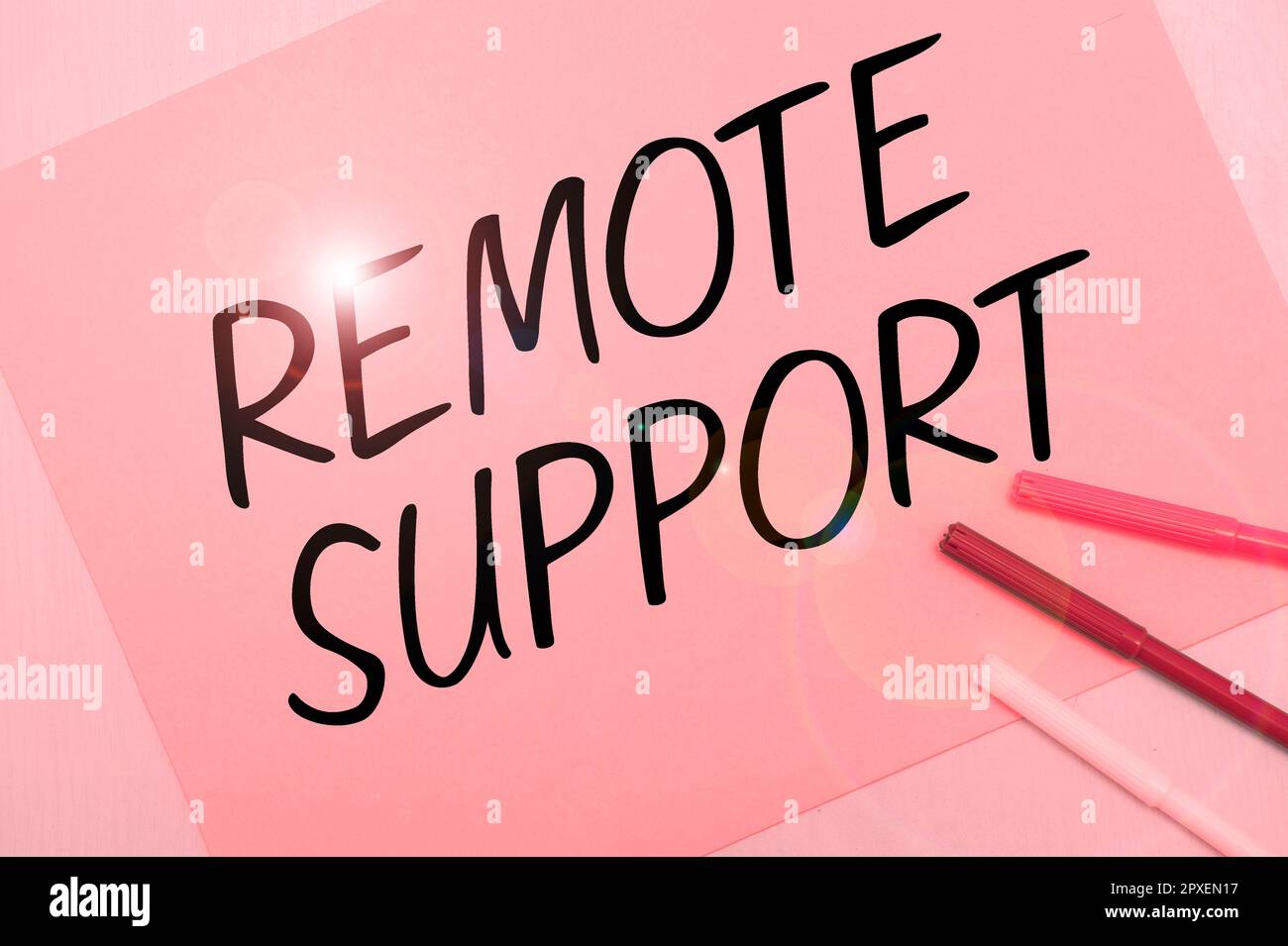 Sign displaying Remote Support, Word for help end-users to solve computer problems and issues remotely Stock Photo
