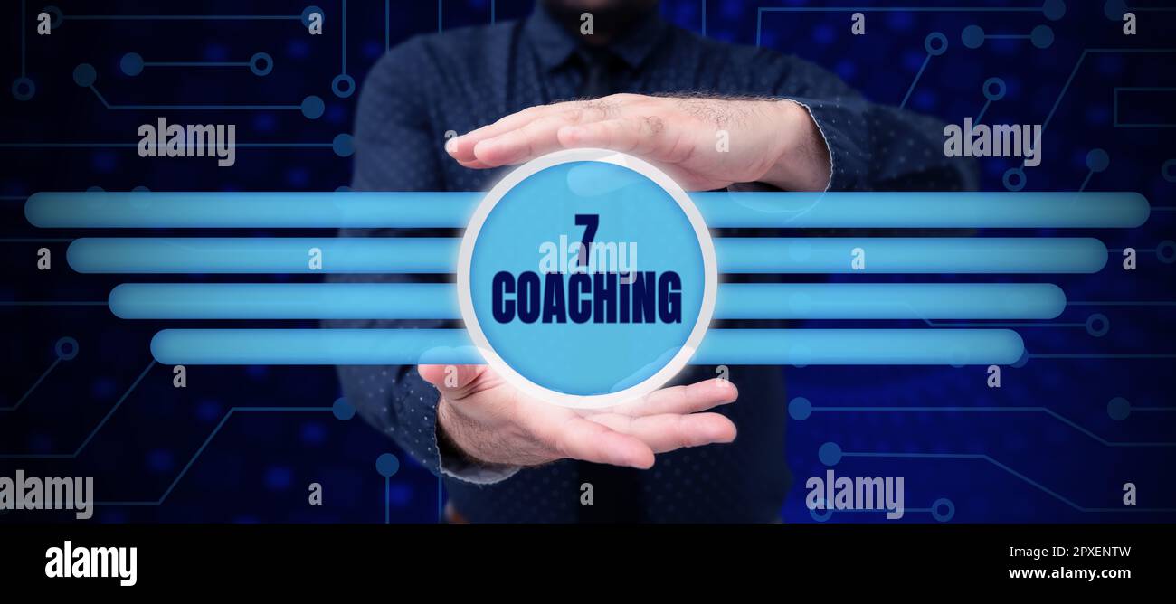 Text sign showing 7 Coaching, Business showcase Refers to a number of figures regarding business to be succesful Stock Photo