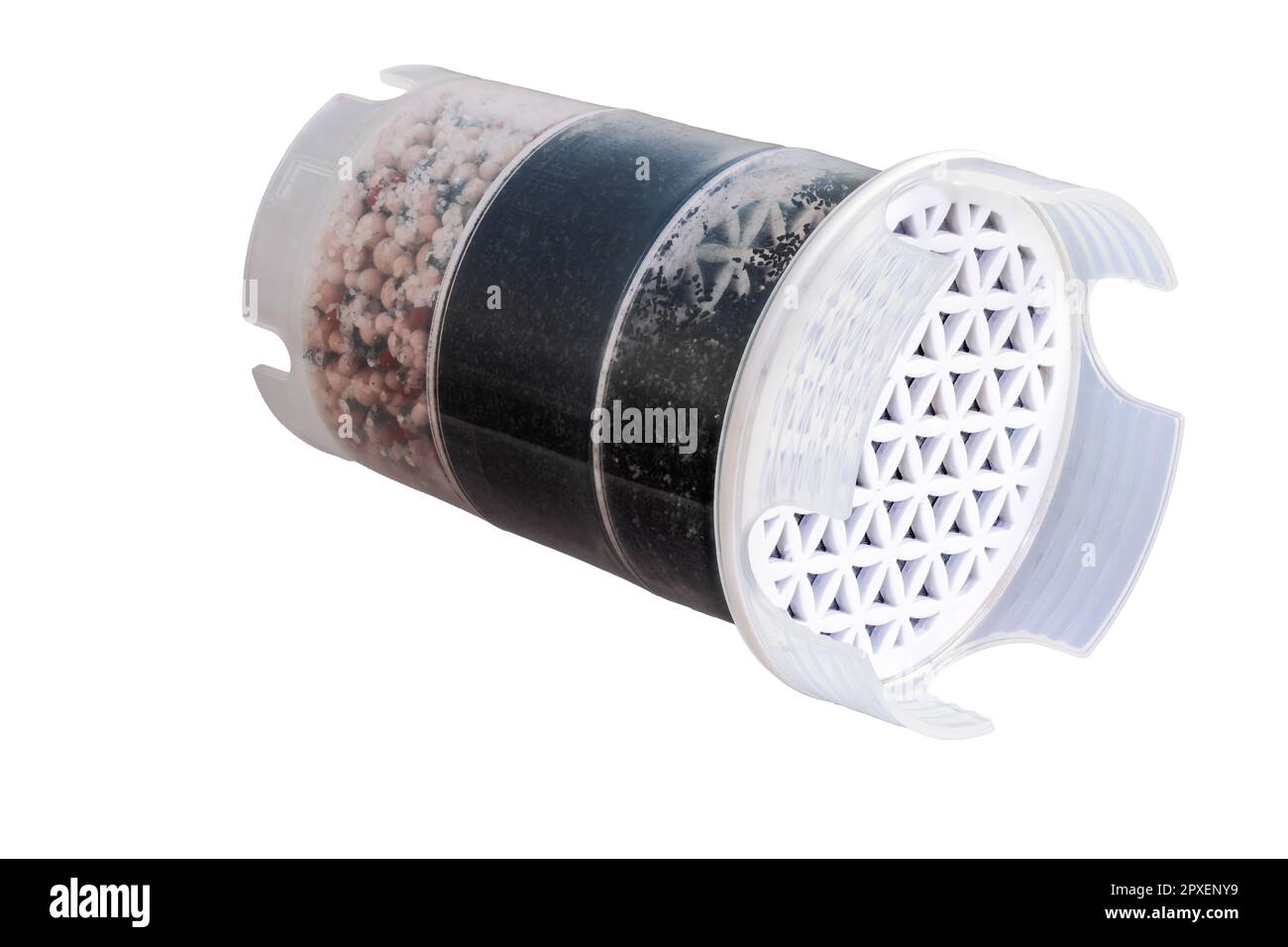 Isolated water purification filter with activated charcoal Stock Photo