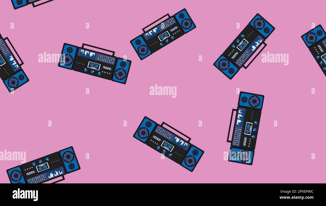 Seamless pattern endless with music audio cassette old retro tape ...