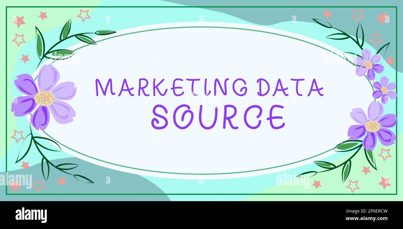 Writing displaying text Marketing Data Source, Internet Concept connection set up to a database from a server Stock Photo
