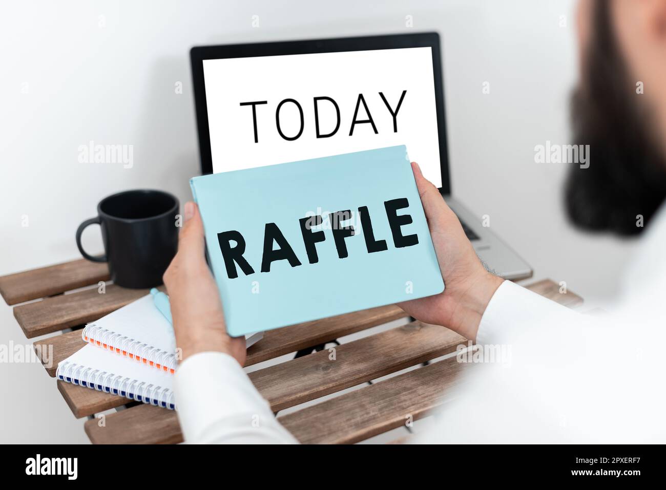 Text showing inspiration Raffle, Business showcase means of raising money  by selling numbered tickets offer as prize Stock Photo - Alamy