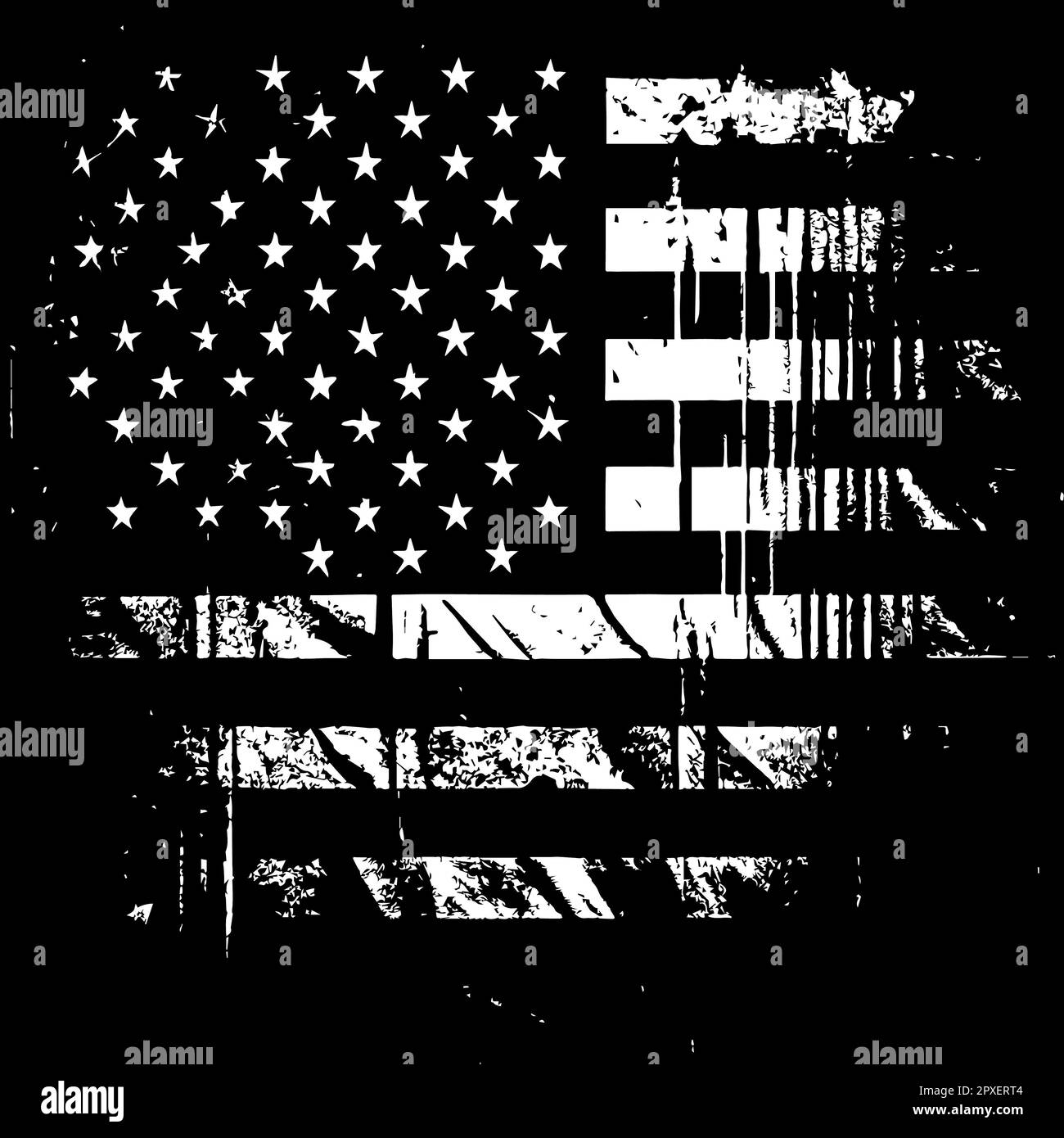 Black and white realistic abstract flag of America, country ...