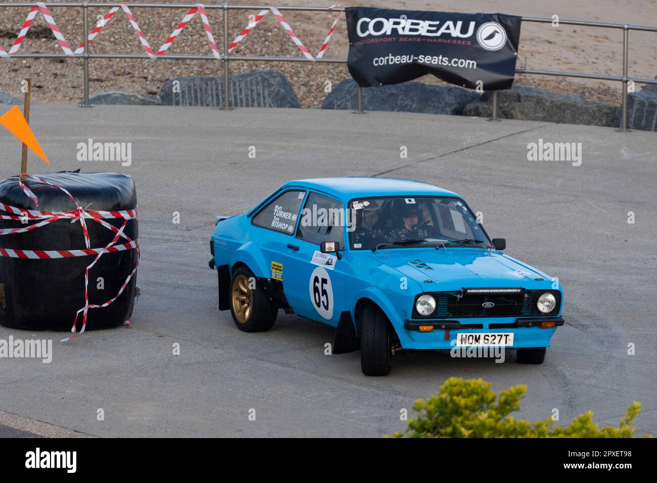 Matt Turner racing a classic Ford Escort Mk2 competing in the Corbeau ...