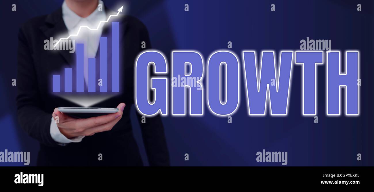 Sign displaying Growth, Business idea process of increasing in size or ...