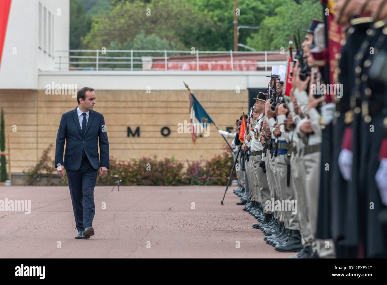 Aubagne, France. 30th Apr, 2023. Army Minister Sebastien Lecornu