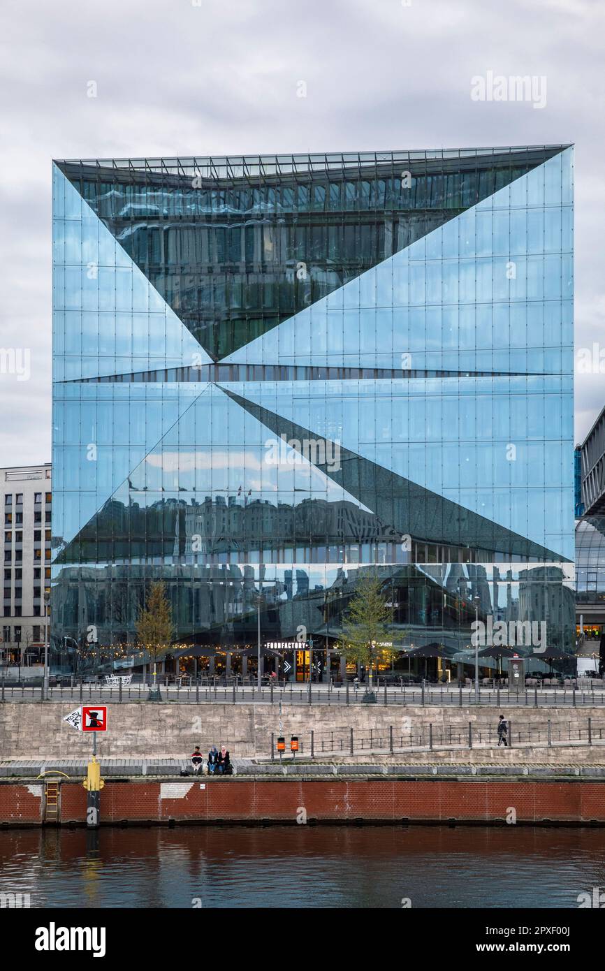 the Cube Berlin, cube-shaped office building on Washington square near the central station, river Spree, Berlin, Germany. das Cube Berlin, wuerfelfoer Stock Photo