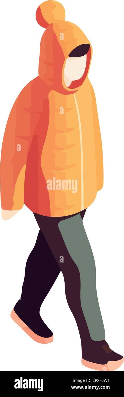 One person walking in winter with jacket Stock Vector