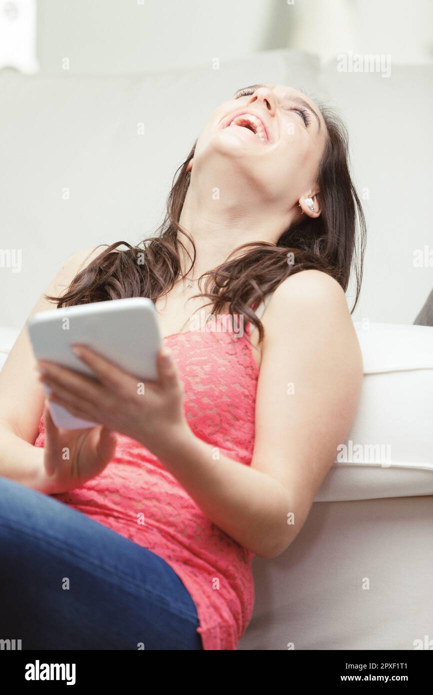 Woman in red top looks hi-res stock photography and images - Alamy
