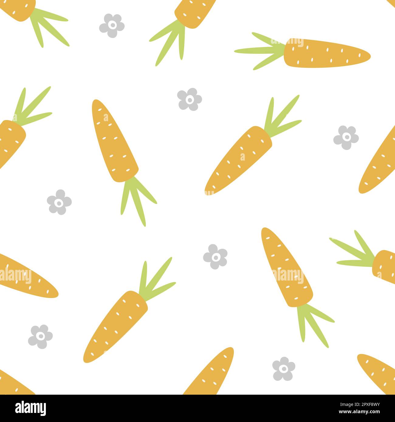 Seamless pattern with carrots and flowers Stock Vector