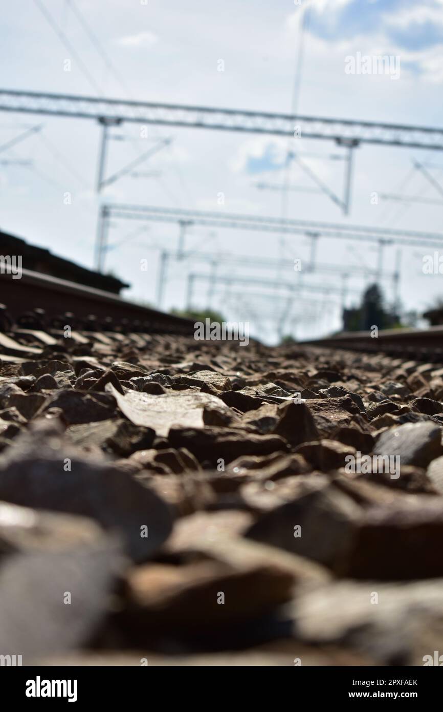 railroad tracks in the distance Stock Photo Alamy