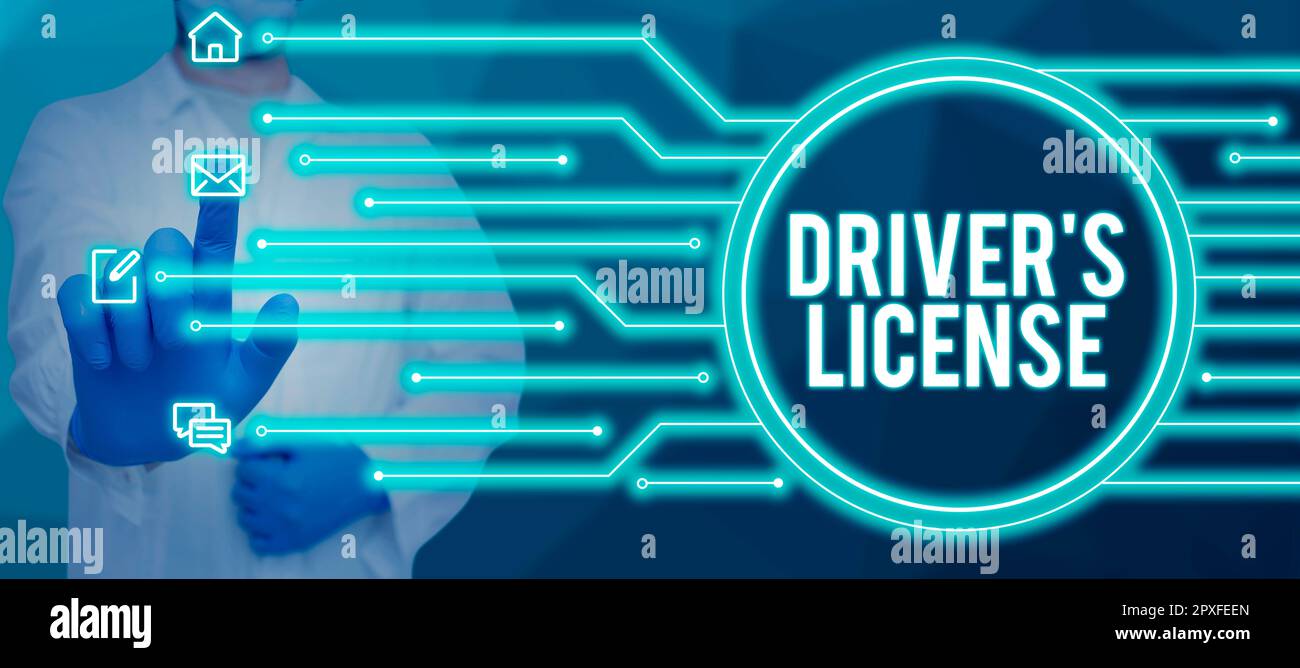 Conceptual caption Driver's License, Business approach a document permitting a person to drive a motor vehicle Stock Photo