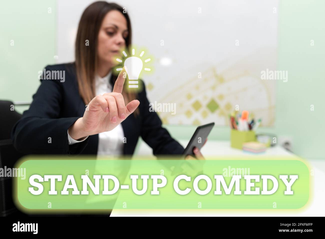 Sign displaying Stand Up Comedy, Conceptual photo Comedian performing