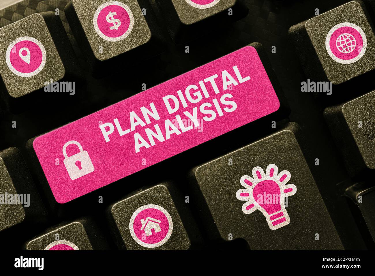 Conceptual caption Plan Digital Analysis, Business concept Analysis of qualitative and quantitative digital data Stock Photo