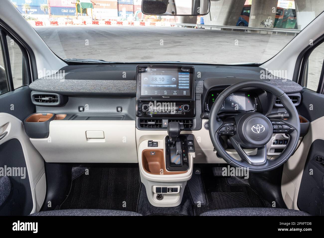 Hong Kong, China Feb 2 , 2023 : Toyota Sienta MPV 2023 Interior Feb 2 , 2023 in Hong Kong. Stock Photo