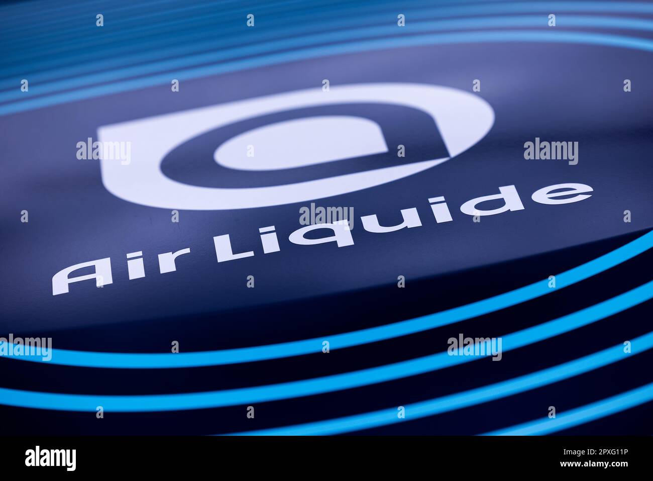 Oberhausen, Germany. 02nd May, 2023. A car powered by hydrogen stands