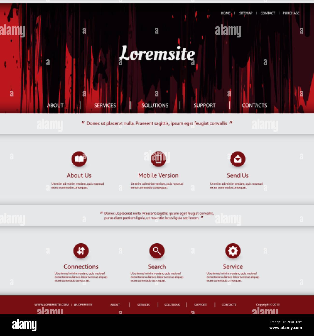 Website Template Design with Grungy Header Stock Vector