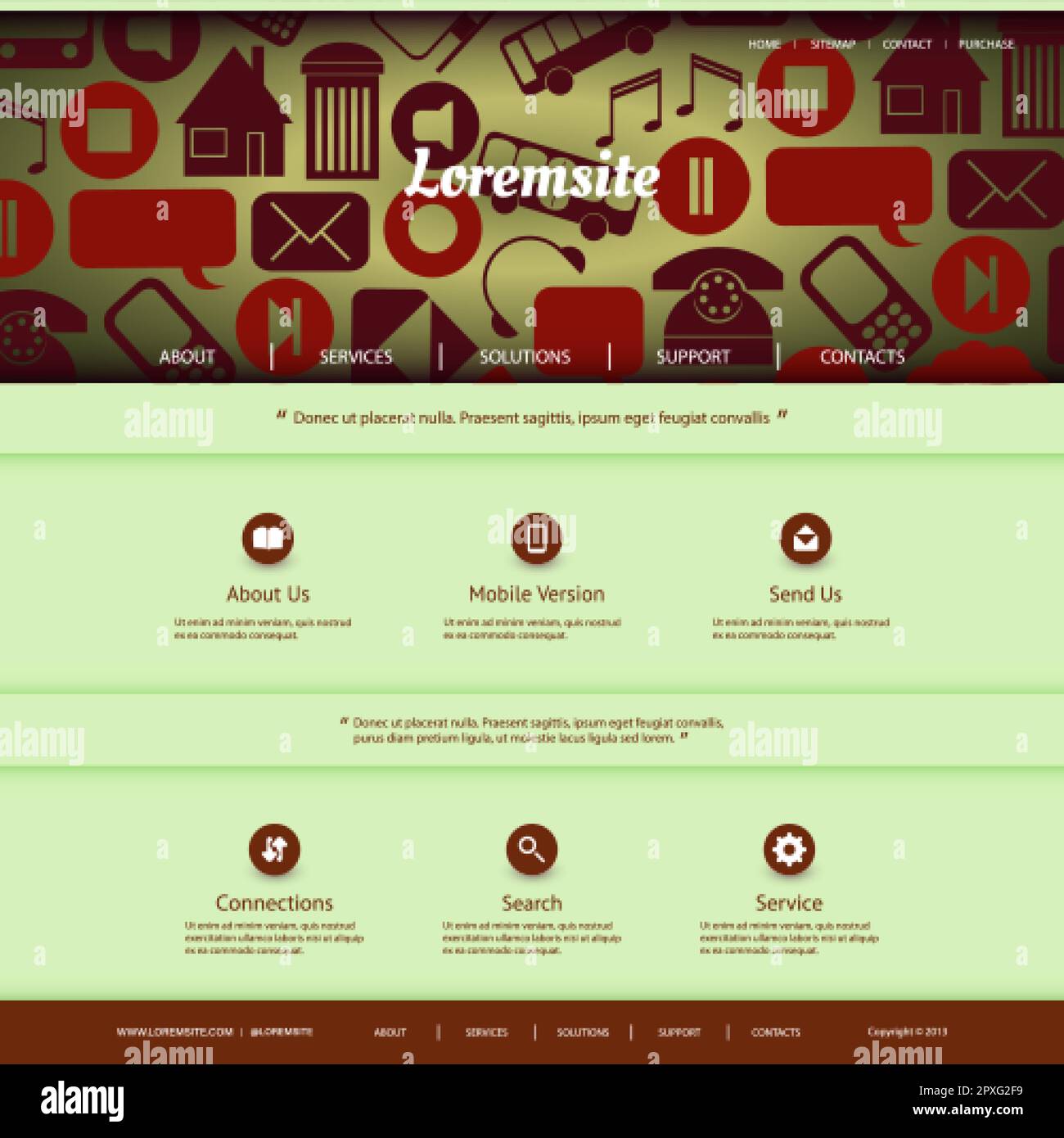Website Design with Icons Stock Vector